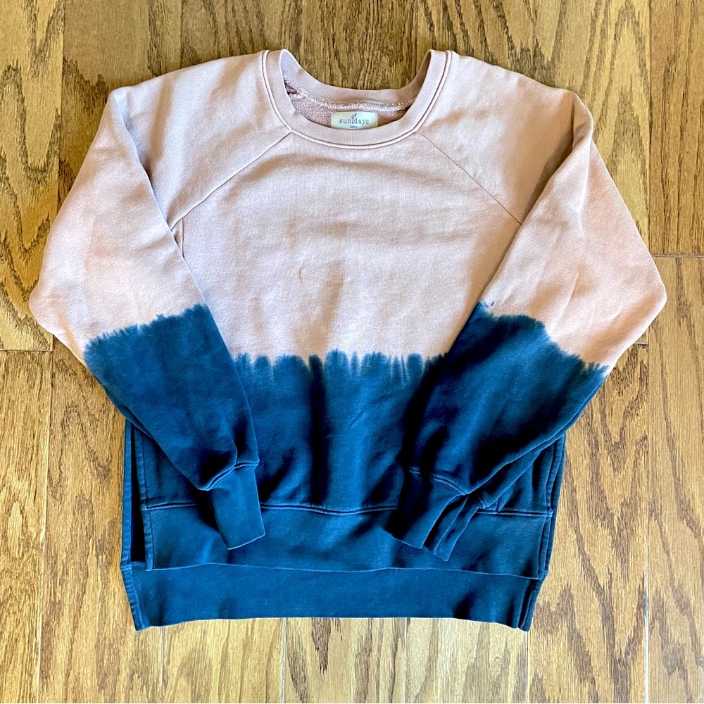 SUNDAYS Ombré Tie Dye Two Toned Cotton Crewneck Sweatshirt